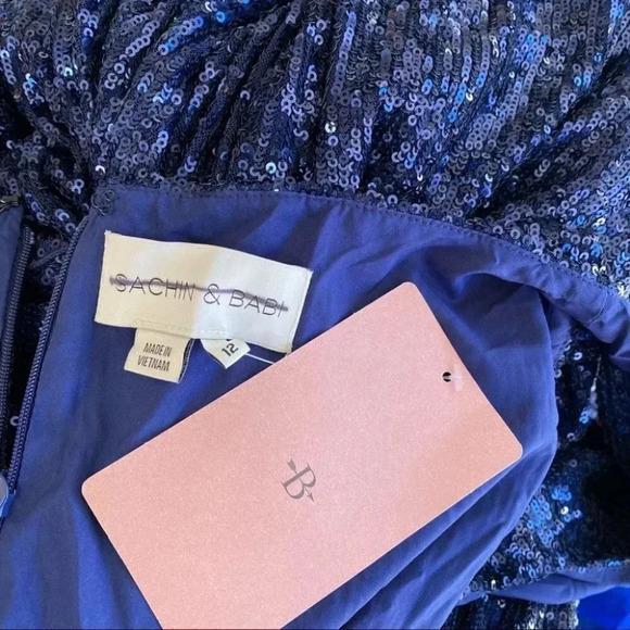 NWT BHLDN Sachin and Babi Somers Sequin Wide Leg Wedding Jumpsuit Party in Blue - Picture 16 of 17